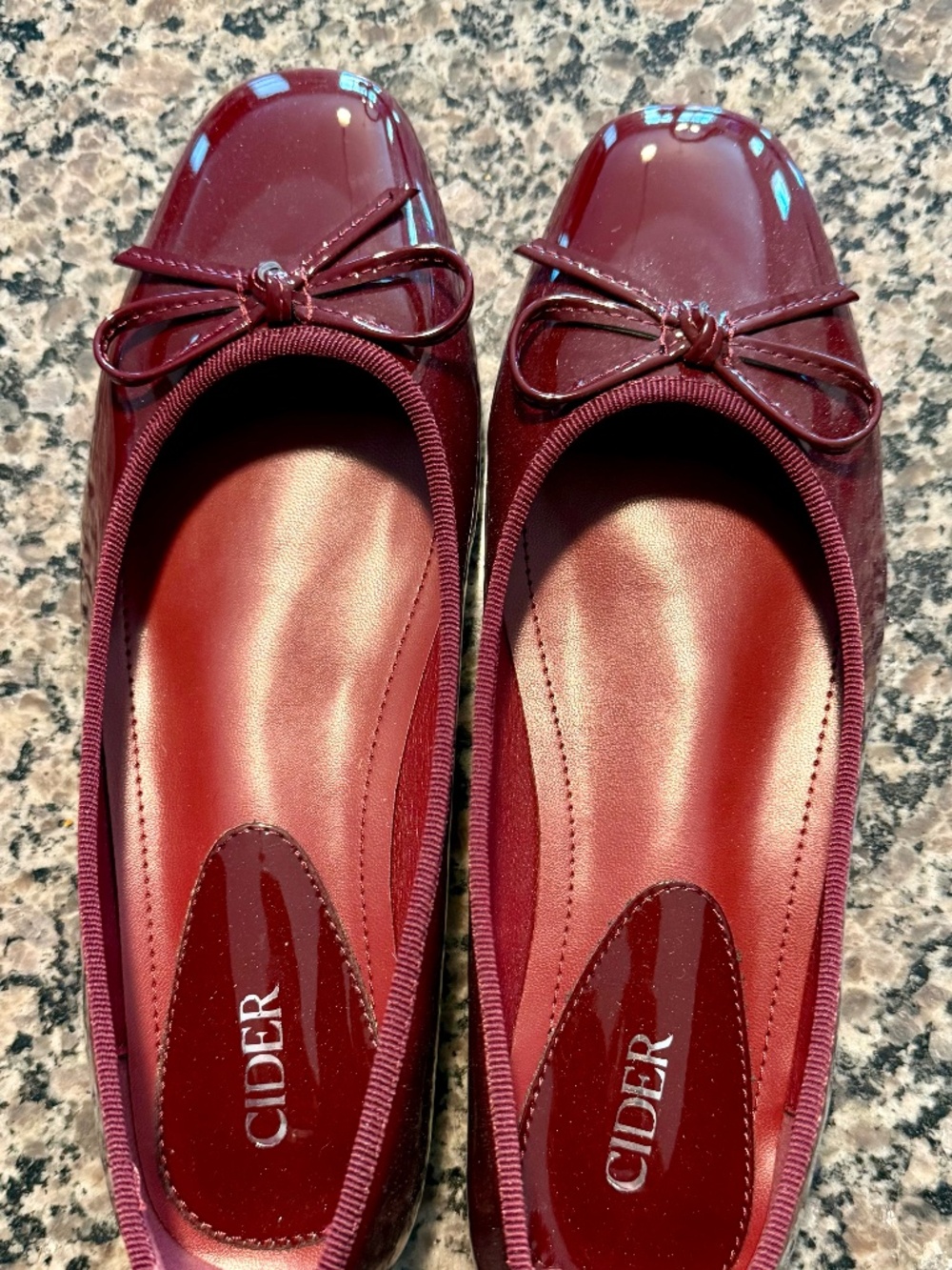 Cider Women's Bowknot Square Toe Ballet Mary Jane Flats - Wine - Size 9